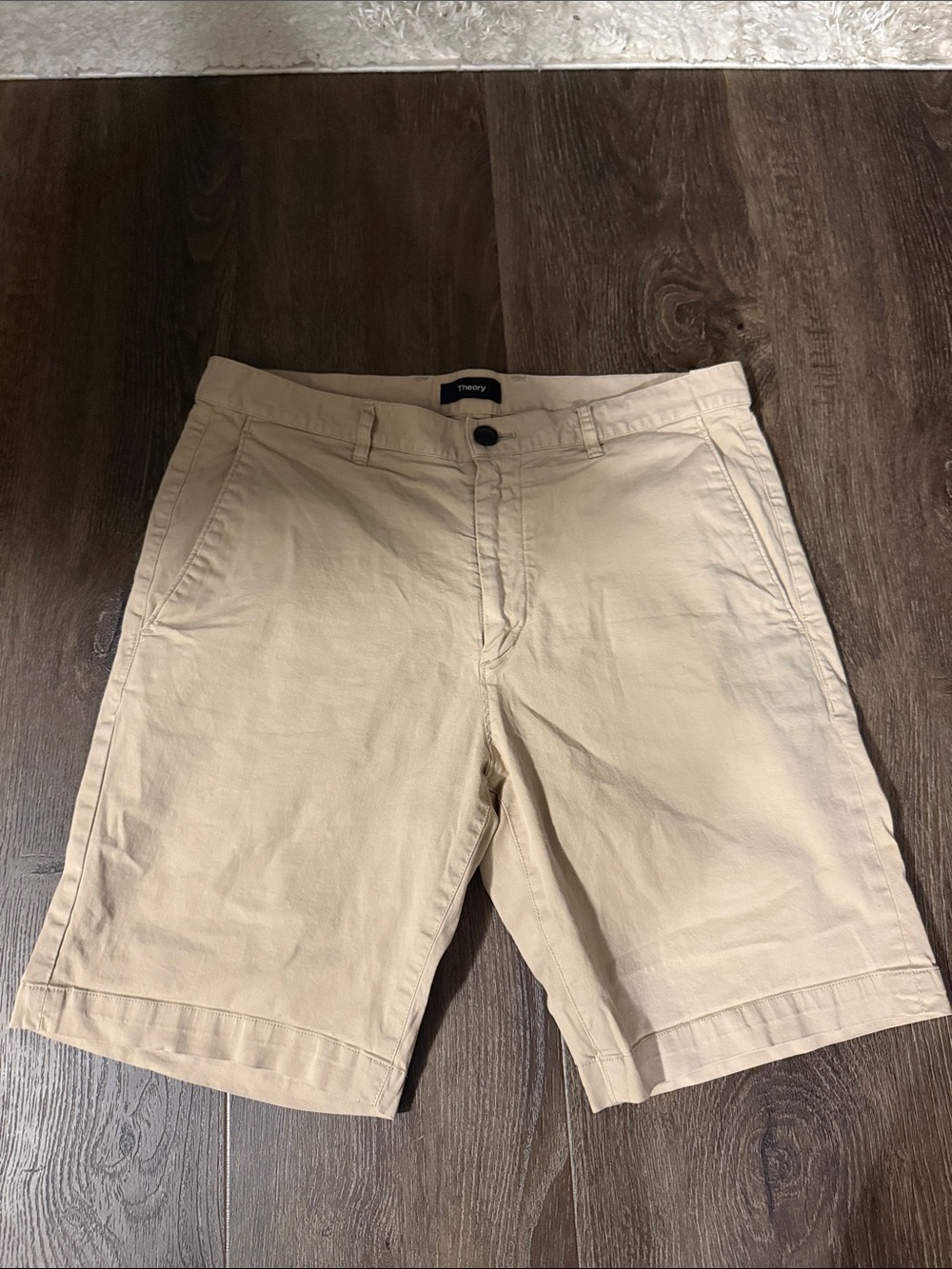 Theory Men's Classic Khaki Flat-Front Shorts